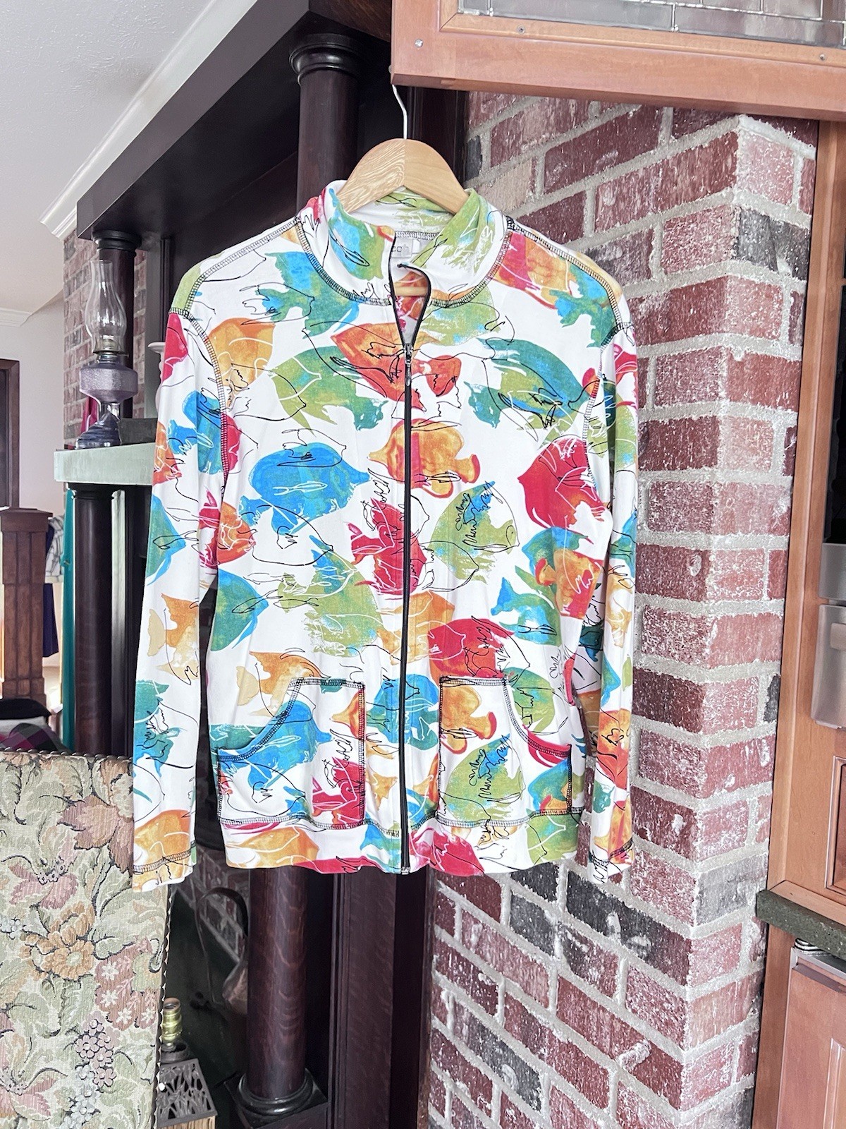 Chicos Jacket Abstract Lightweight Multicolour Co… - image 1