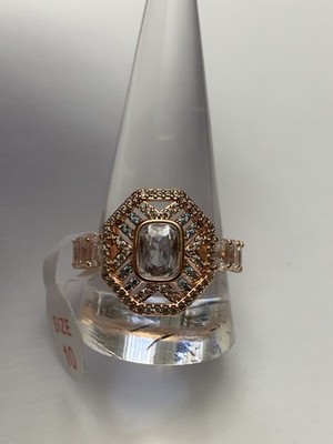 Bomb Party Ring Size 10 Mar 26  RG51157 The Amira Ring Aquamarine CZ Rose Gold 