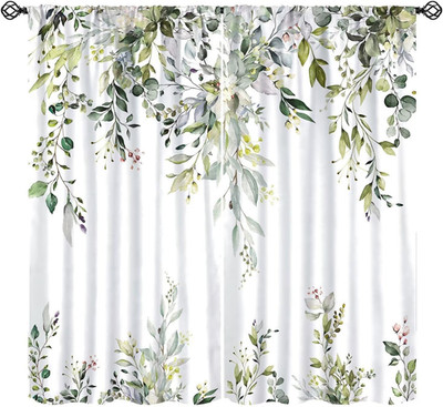 Eucalyptus Leaves Blackout Curtains - Spring Green Floral Art Print 2 Panels