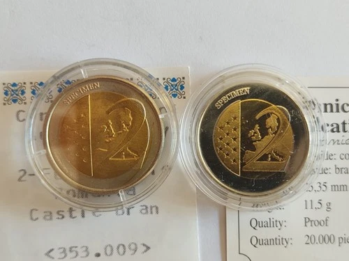 Probe 2 x 2 Euro, Romania Mit Zertifikaten
