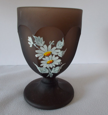 Westmoreland Glass Brown Satin painted daisies Bottom only of 1/2 pound Candy
