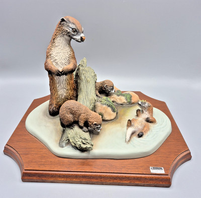 Vintage Bossons Stonite ''First Dip'' Otter Skulptur Ornament 1979 OVP