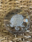 Vintage Waterford Frosted Rose Domed Paperweight ~ Original