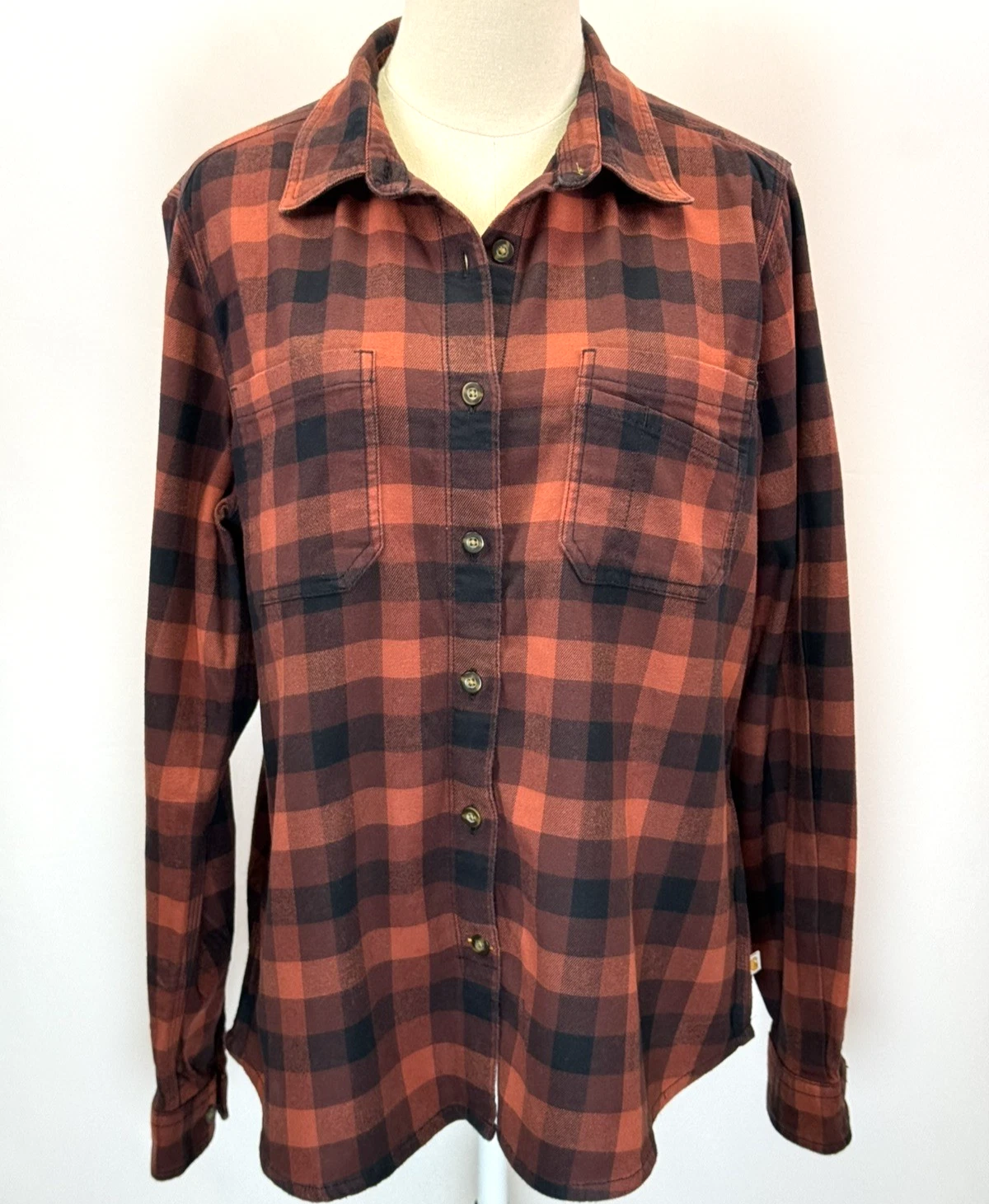 Carhartt Women’s Youth Red Plaid Flannel Long Sleeve Outdoor Shirt Size L 12/14