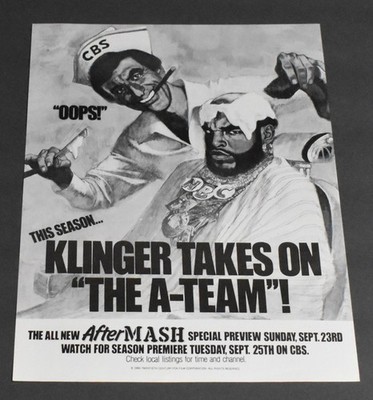 1984 Print Ad Mash Klinger Takes on the A-Team Mr T Season Premiere TV Art Men