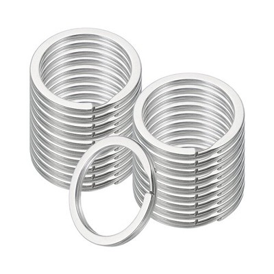 20pcs 25mm Stainless Steel Flat Split Keychain Rings 1.8mm Thick Silver