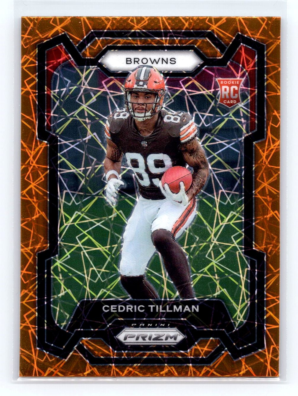 2023 Panini Prizm #321 Cedric Tillman Orange Laser RC Rookie
