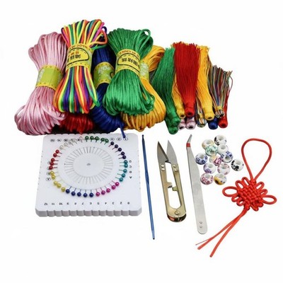 Chinesisches Knotenschnur-set DIY Flechtschnur Bastelset Quasten Keramikperlen