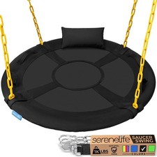 SereneLife 40" Saucer Swing w/ Chains - Indoor/Outdoor Black 