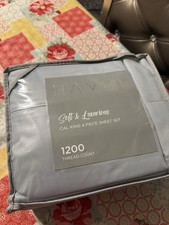 Haven 1200 Thread Count 4 PC California King Sheet Set - Light Blue-NEW