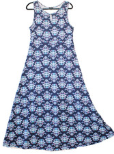 Talbots Dress Navy Blue Floral Sleeveless Dress Size L bloomcore Cottagecore