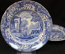 Spode Blue Italian Set of Two Bread and Butter Plates