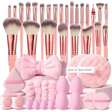 46Pcs Pink Makeup Brushes Set Professional Makeup Kit Multi-Functional Makeup To