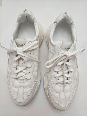 Gucci Rhyton GG Monogram White Sneakers Men s Size 9G Designer Chunky 9.5US