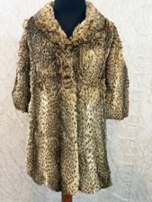 Vintage Real Fur Coat – Leopard Style Pattern – Mid Length – Chest 40”