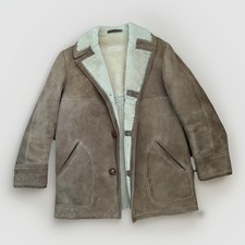 Vintage Sawyer of Napa Men's Suede Sheepskin Shearling Coat Medium Marlboro Man