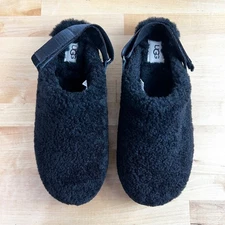 UGG Lanah Sherpa Clog Y2K Shearling Adjustable Strap Mules Slides Black Size 9