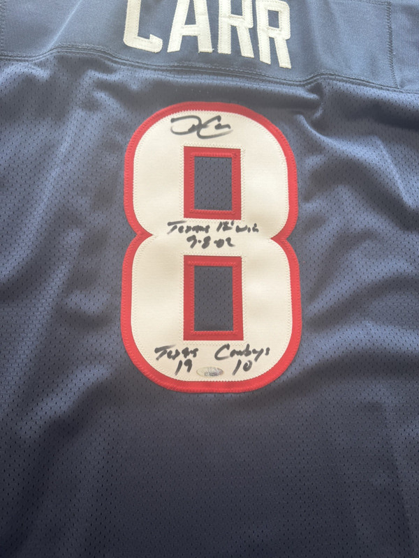 David Carr Autographed Authentic Reebok Jersey TRISTAR Houston Texans 1st Game 