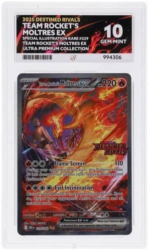 Team Rocket's Moltres EX 229/182 Stamped ACE 10 Graded GEM MINT Destined Rivals