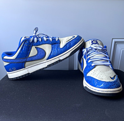 Nike Dunk Low  Jackie Robinson  Men's Low Top Lace-Up Leather Sneakers Blue