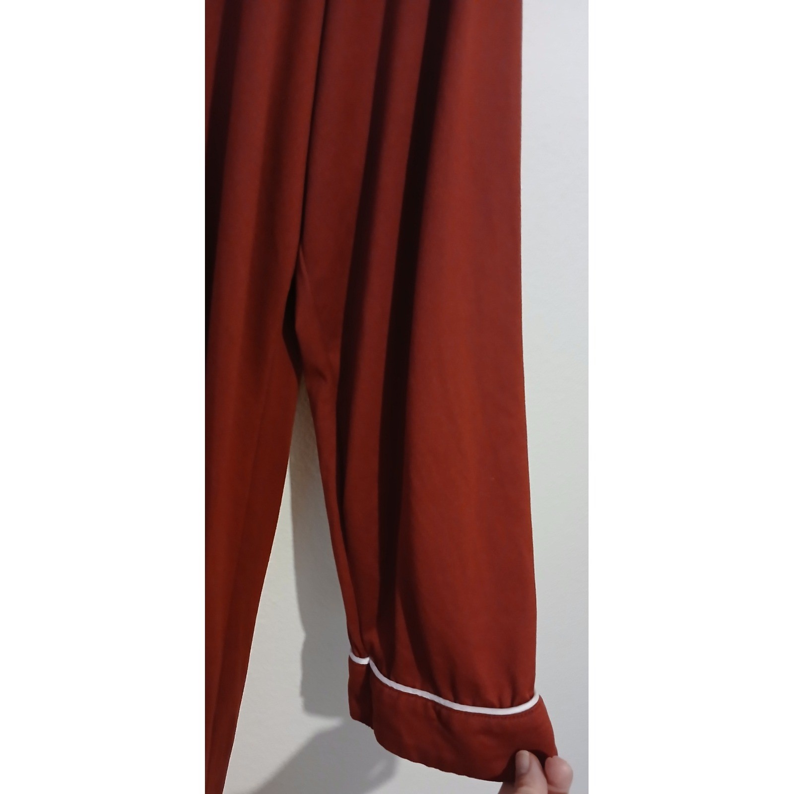 EKOUAER Women's XXL Long Sleeve V Neck House Dress Button Up Sleep Gown Burgundy