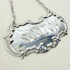 Vintage Gorham Sterling Silver Decanter Label For Scotch Hallmarked Accessory