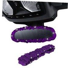 Elastic Plush Auto Rearview Mirror Cover Bling Rearview Mirror purple