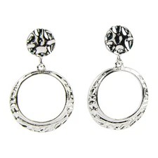 The Skyline Collection Hammered Silver-toned Clip-On Hoop Earrings