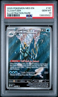 2025 POKEMON MEG EN-MEGA EVOLUTION 141 CLAWITZER ILLUSTRATION RARE PSA 10