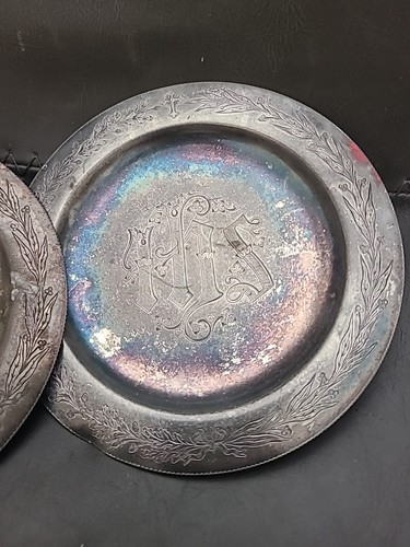 Antique Wilcox Silver Plate Co. “Special Metal” Floral Monogram Plates – Patent