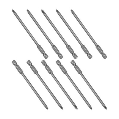 100mm 1/4 Inch Hex Shank 4mm PH1 Magnetic Phillips Head Screwdriver Bit S2 10pcs