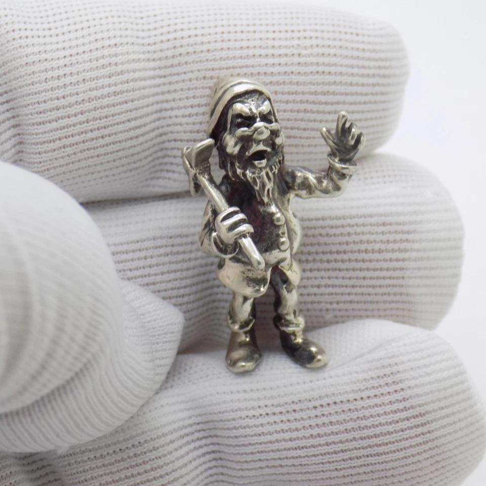 Винтажный итальянский ручной работы подлинный серебряный сад Gnome редкая твердое миниатюра - Изображение 2 из 4