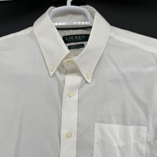 Lauren Ralph Lauren Mens White Stretch Non Iron Dress Shirt 16 32/33 Classic Fit