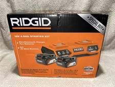 NEW Ridgid 18V Dual Port Battery Charger w/ Two 4.0 AH Battery Packs - AC95240SB