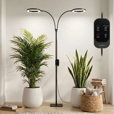 Dual-Head 23.5-71" Grow Light 48W LED Full Spectrum Auto Timer for Indoor Plants
