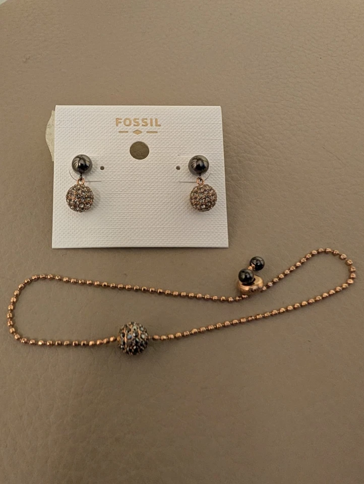 Fossil Set Armband Ohrstecker Rosa Gold Damen Schmuck