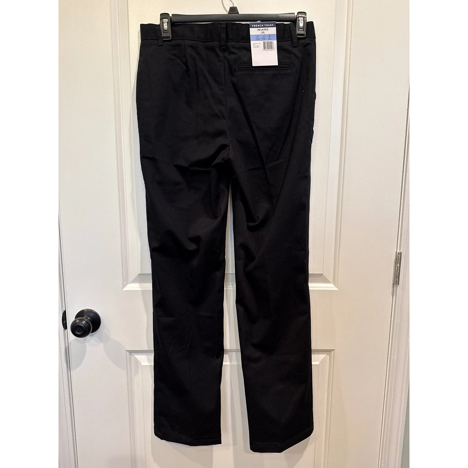 法国烤面包休闲版型学校制服斜纹裤可调腰黑色 20 码 — 第 2/4 张图片