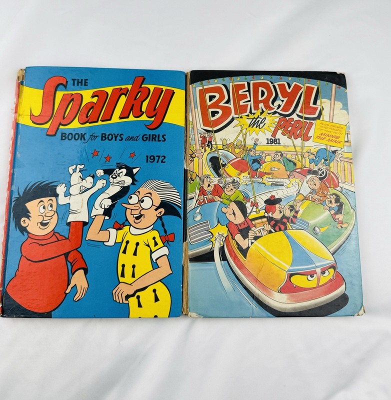 The Sparky Book 1972 & Beryl The Peril 1981 Vintage Annuals Job Lot