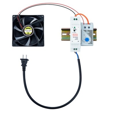 Electrical Cabinet Cooling Fan and Thermostat Set for Electrical Box Enclosures