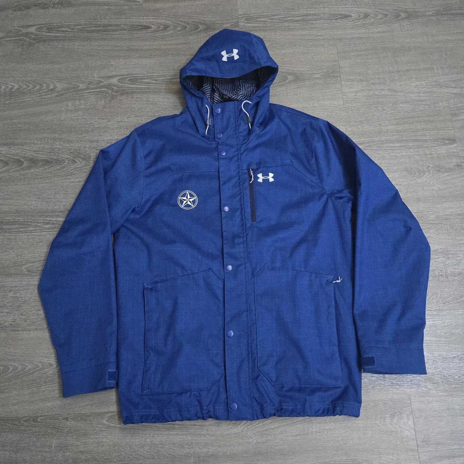 Under Armour ColdGear Infrared Hooded Jacket Men's Size Medium Blue Sailing Star