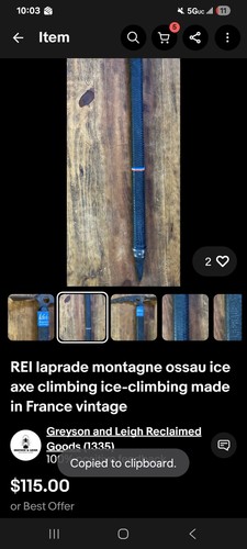 REI laprade montagne ossau ice axe climbing ice-climbing made in France vintage 
