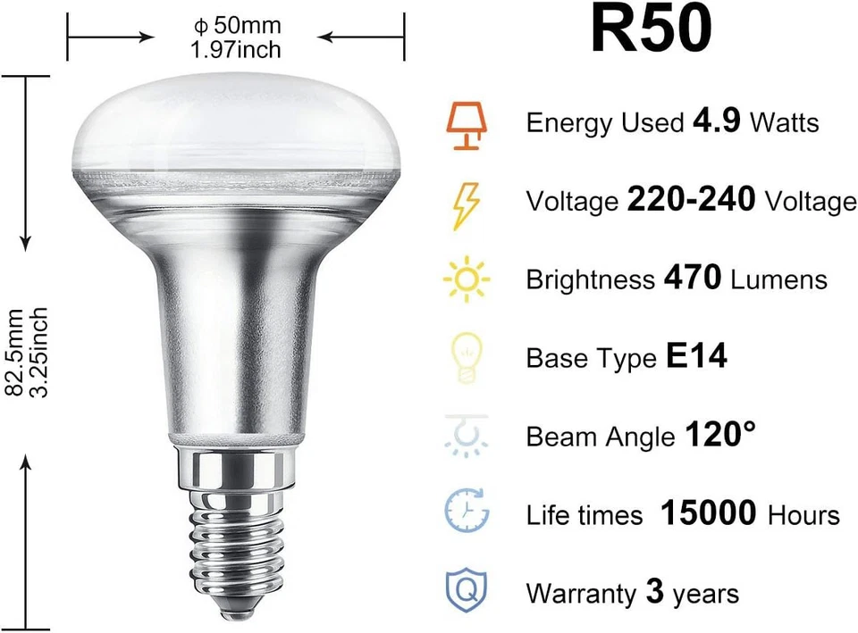 10x R50 E14 LED Reflektor Lampen Glühbirne Strahler Spot Beleuchtung 3000K 5.5W - Bild 3 von 4