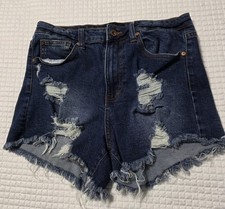 Kendall Kylie The Icon Cut Off Shorts Women 9/29 Blue Denim Raw Hem Distressed