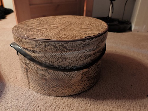 Vintage Round Hat Box Faux Crock