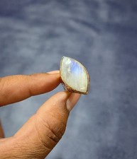 Marquise Shape Rainbow Moonstone Pure Copper Ring Handmade Adjustable Ring Jewel