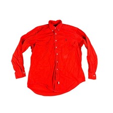 Vintage Ralph Lauren Button Down Shirt Mens Large Orange Made in USA Cotton Logo