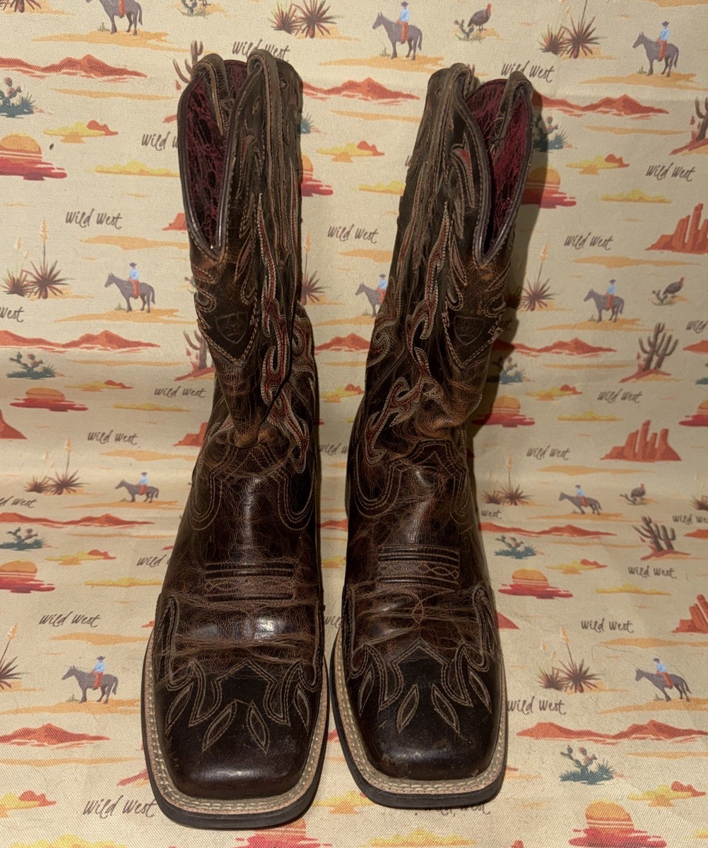 Ariat Women’s Sidekick 7.5 Brown Western Square Toe Wingtip Western Boots View 3