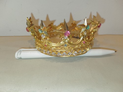 ANCIENNE COURONNE RELIGIEUSE/STATUE/LA VIERGE/LAITON/CROWN/STRASS/DIADEME/H.5 - Picture 1 of 7
