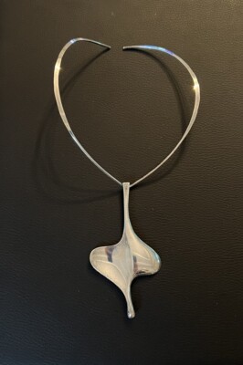Vintage David Andersen Norway Huge Pendant Necklace Modernist Collar 