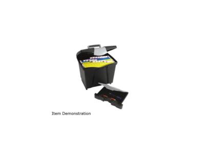 Storex 61523U01C Portable File Storage Box w/Drawer, Letter, Latch, Black